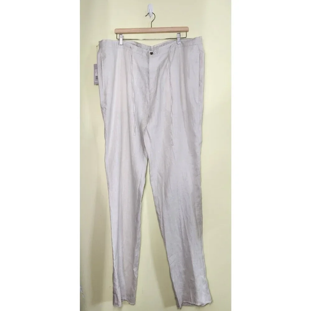 Modelcloth Volos Linen Trousers Mens 40 Light Sand Drawstring Pants Classic